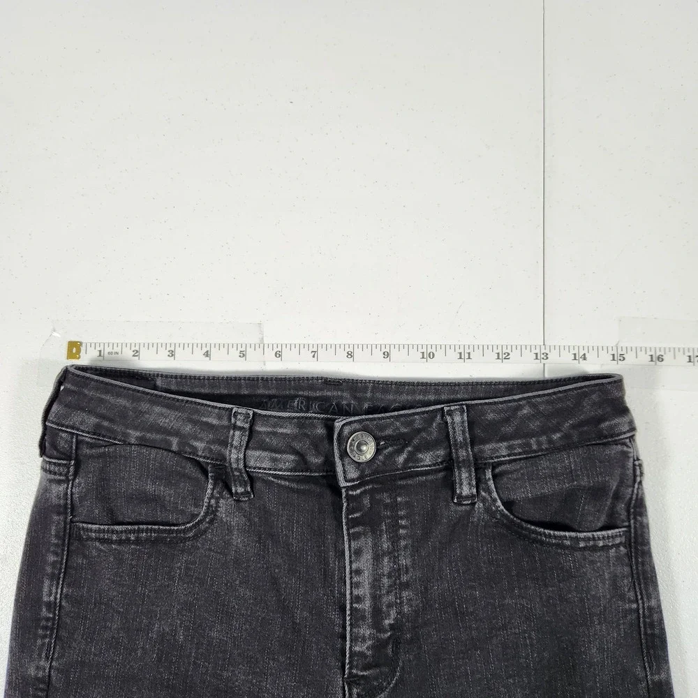 American Eagle Next Level Stretch High Rise Jegging Black Faded Jeans 10 Regular